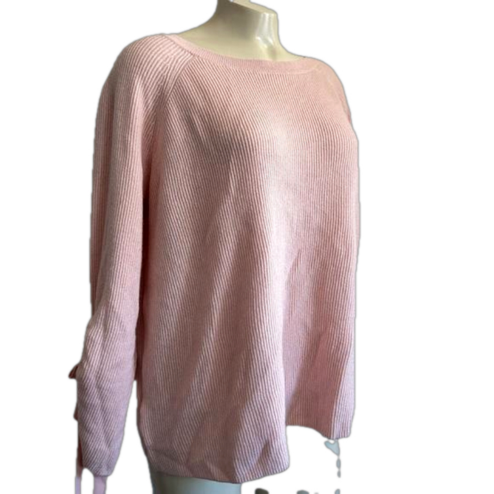 AnnTaylor Pink /bow  sleeves Knots sweater XL ( oversized) NWT